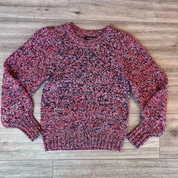 525 America‎ Women's Multicolor Balloon Sleeve Crew Neck Pullover Sweater Medium - Picture 1 of 7